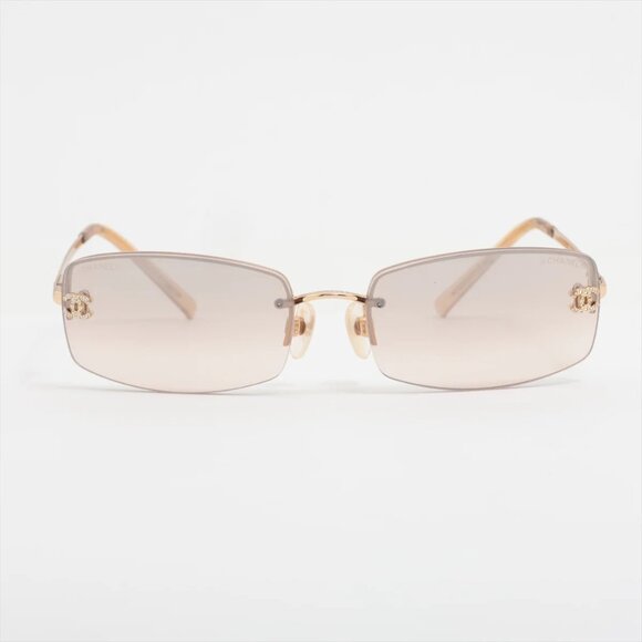 Authentic CHANEL 4093-B Coco Mark Sunglasses Rhinestone Gold Swarovski crystals - Picture 1 of 4